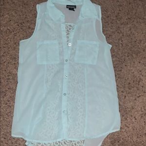 Sheer mint colored button down
